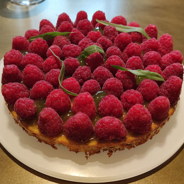 Tarte soufflée fromage blanc framboises