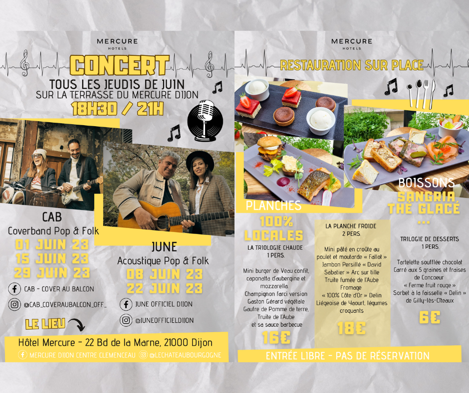 Concerts juin hôtel Mercure Dijon
